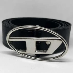 Cinto Ecocuero Negro Hebilla Ovalada Tipo Diesel Plata