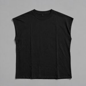 Musculosa Oversize Negra Blanks — Prenda · frente sobre fondo gris