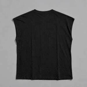 Musculosa Oversize Negra Blanks — Prenda · espalda sobre fondo gris