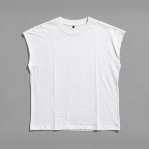 Musculosa Oversize Blanca Blanks — Prenda · frente sobre fondo gris