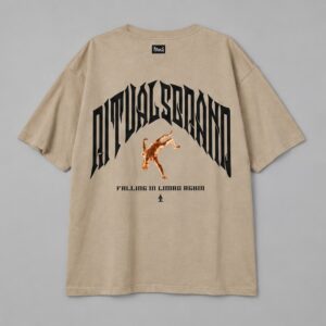 Remera Surface Oversize Rituals Beige — Prenda · espalda sobre fondo gris