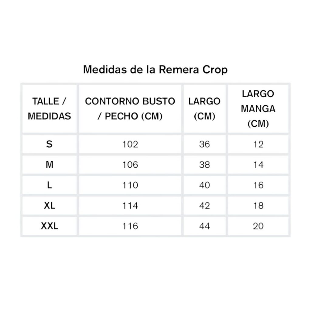 Medidas de Crop Top Verde con Plateado Paul Marti