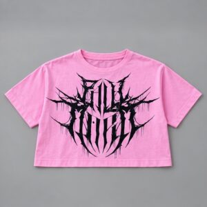 Crop Top Rosa Oscuro con Negro Paul Marti — Prenda · frente sobre fondo gris