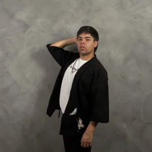 Haori Botan-Tori de Lino Negro