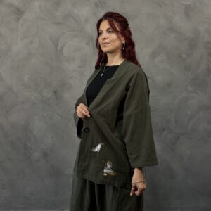 Haori Umi-No-Tori de Lino Verde