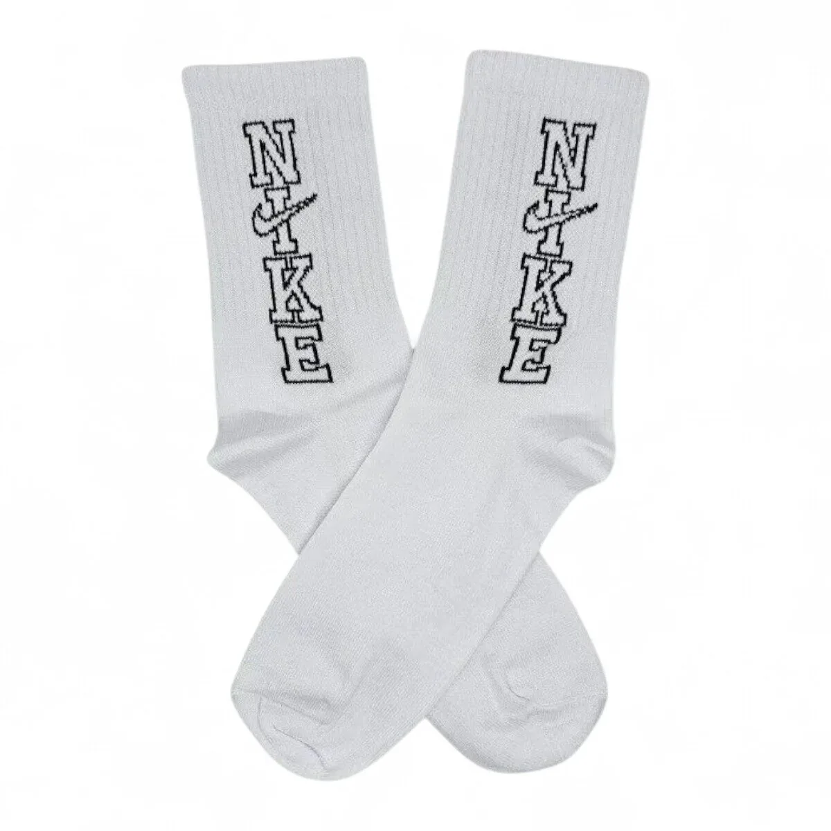 Medias blancas con logo vertical negro Nike