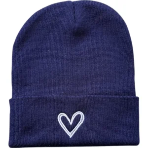 Gorro Azul con Corazón Blanco