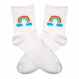 Medias Blancas con ArcoIris
