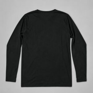 Camiseta Térmica Frizada Negra — Prenda · espalda sobre fondo gris