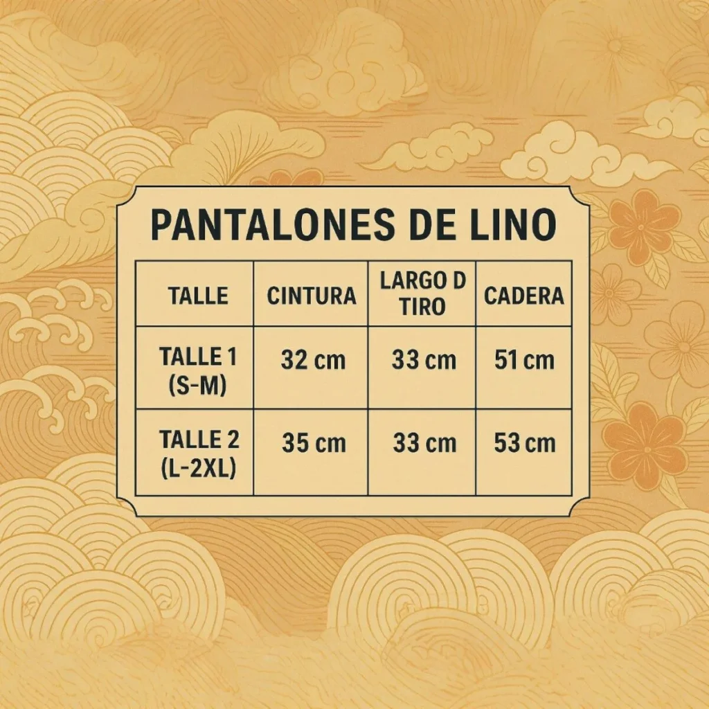 Medidas de Pantalon de Lino Liso Negro 3/4