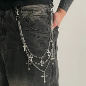 Cadena Triple con Cruces Góticas