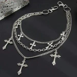 Cadena Triple con Cruces Góticas