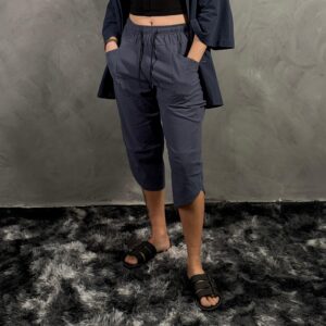 Pantalon de Lino Azul 3/4