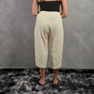 Pantalon de Lino Liso Amarillo 3/4