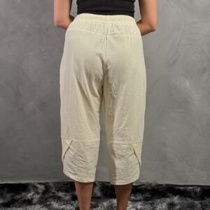 Pantalon de Lino Liso Amarillo 3/4