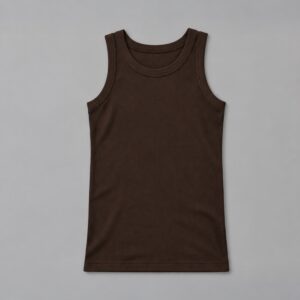 Musculosa Slim Marrón Blanks — Prenda · frente sobre fondo gris