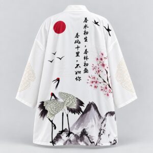 Haori Sakura Grullas - vista de espalda
