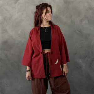 Haori Sakura-Tori de lino Rojo