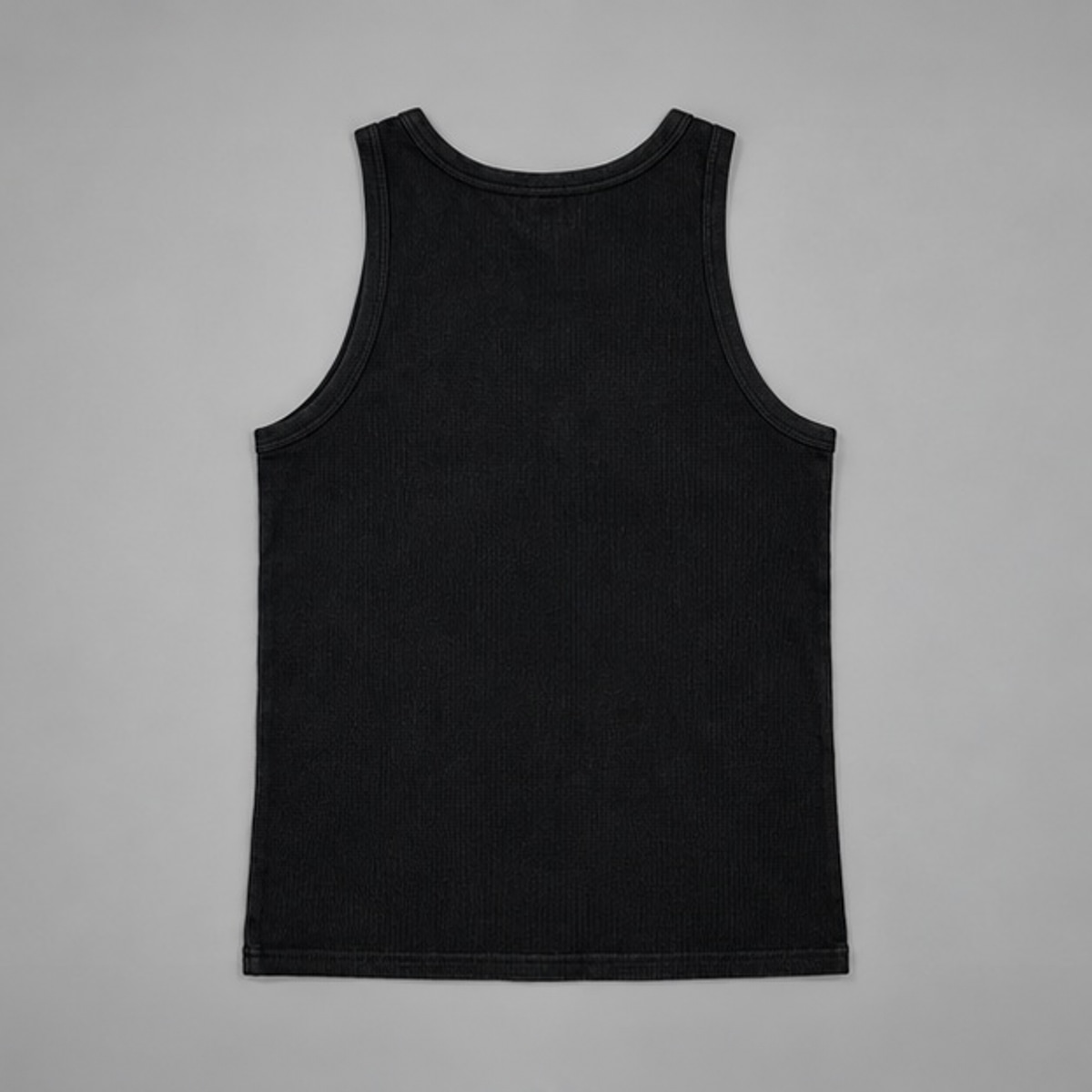 Musculosa Sign Negra Vieja Scul — Prenda · espalda sobre fondo gris