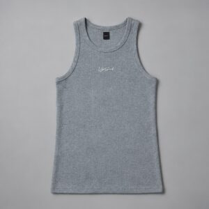 Musculosa Sign Gris Vieja Scul — Prenda · frente sobre fondo gris