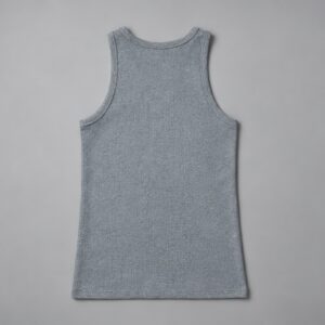 Musculosa Sign Gris Vieja Scul — Prenda · espalda sobre fondo gris