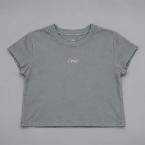 Remera Virgin Circle Gris Topo Vieja Scul — Prenda · frente sobre fondo gris