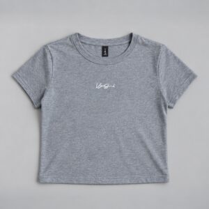 Remera Virgin Sign Gris Melange Vieja Scul — Prenda · frente sobre fondo gris
