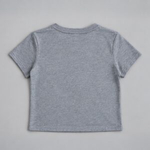 Remera Virgin Sign Gris Melange Vieja Scul — Prenda · espalda sobre fondo gris