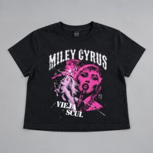 Remera Virgin Cyrus Negro Vieja Scul — Prenda · frente sobre fondo gris