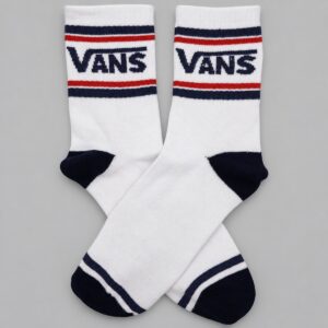 Medias Vans Blancas lineas rojas y azules MLP — Vista principal sobre fondo gris