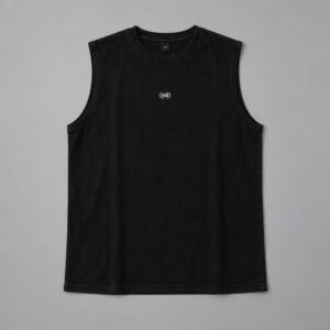 Remera Sin Manga Circle Logo Negra Vieja Scul — Prenda · frente sobre fondo gris