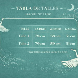 Haori de Lino Bordado Tsuru Negro