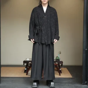 Haori Negro Minimal Texturado