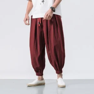 Pantalon de Lino oriental Rojo