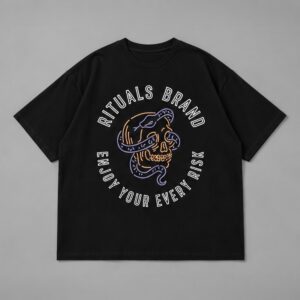 Remera boxy Snake negro Rituals — Prenda · espalda sobre fondo gris