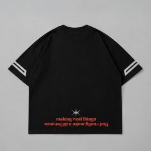 Remera boxy Error negro Rituals — Prenda · espalda sobre fondo gris