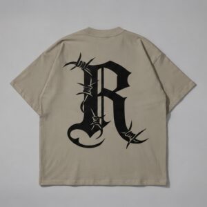 Remera boxy Remark camel Rituals — Prenda · espalda sobre fondo gris