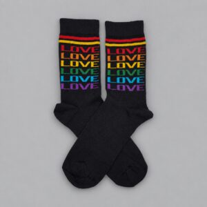 Medias Love Multicolor negras CNT — Vista principal sobre fondo gris