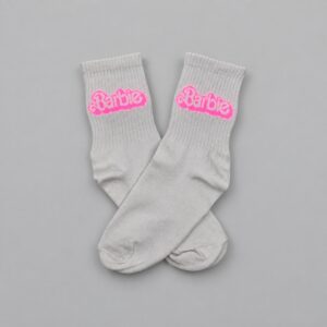 Medias tenis blancas Barbie — Vista principal sobre fondo gris