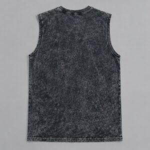 Musculosa Over al corte Acid Wash Gris Ribar — Prenda · espalda sobre fondo gris