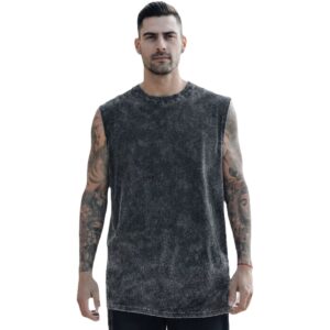 Musculosa Over al corte Acid Wash Gris Ribar