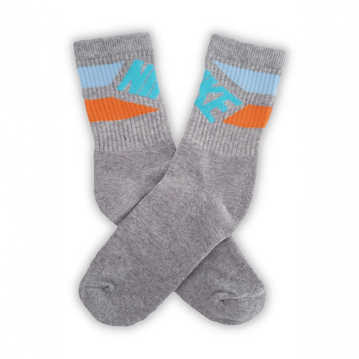 Medias Grises con Celeste y Naranja NIKE