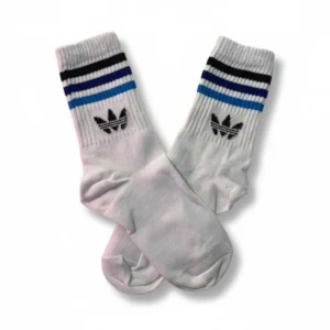 Medias blancas líneas neg. az. y cel. Adidas