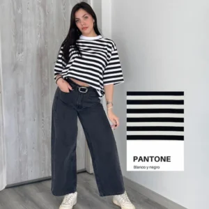 Remera Boxy Rayada NB Ribar