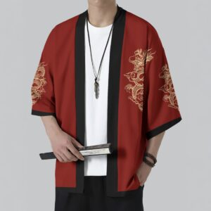 Haori Dragón Dorado Carmesí