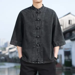 Chaqueta de jean lisa oriental Negra