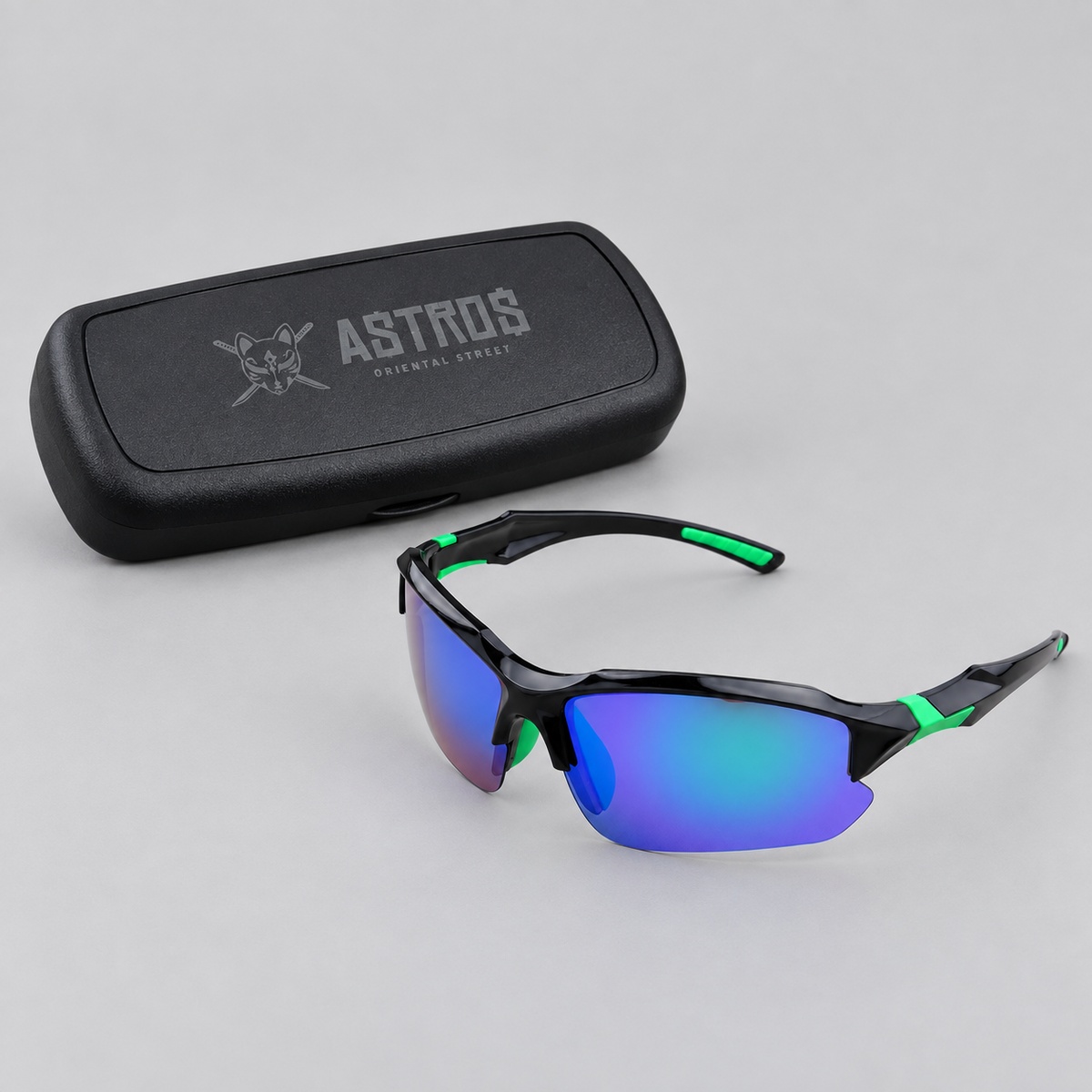 Gafas Cross Black & Green con estuche negro grande