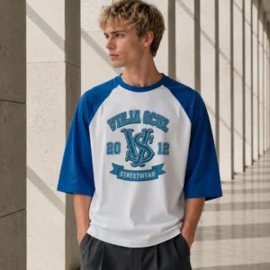 Remera Raglan Boxy Fit Vieja Scul Crew Azul