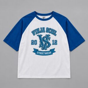 Remera Raglan Boxy Fit Vieja Scul Crew Azul — Prenda · frente sobre fondo gris