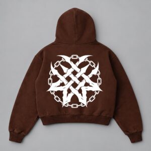 Hoodie Boxy Iron Chain — Foto secundaria sobre fondo gris